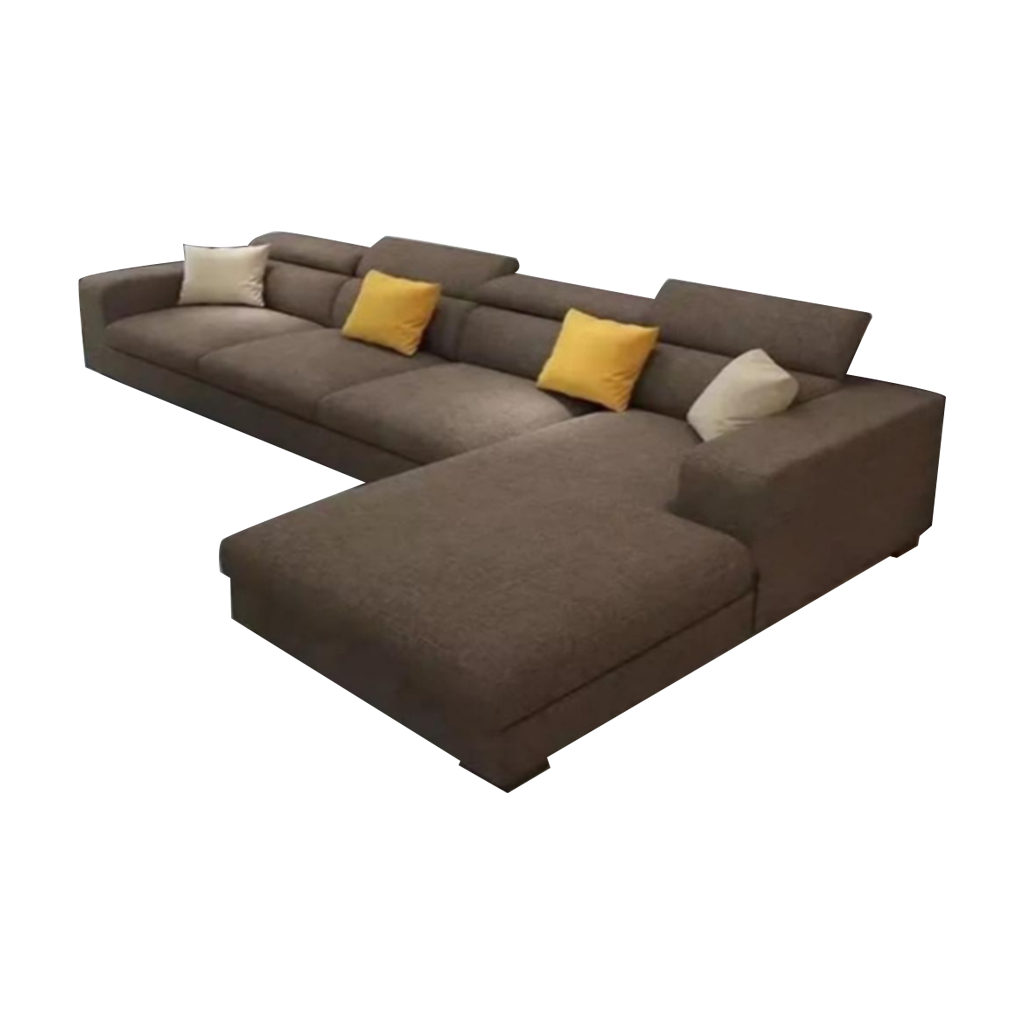 كنبة زاوية خشب زان وقماش كتان