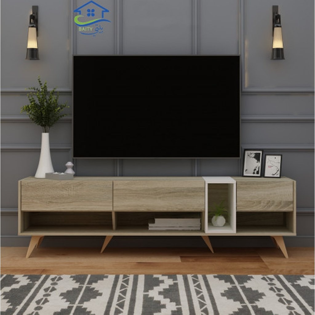 وحدة تلفزيون ام دي اف بني - 160×50×30 سم