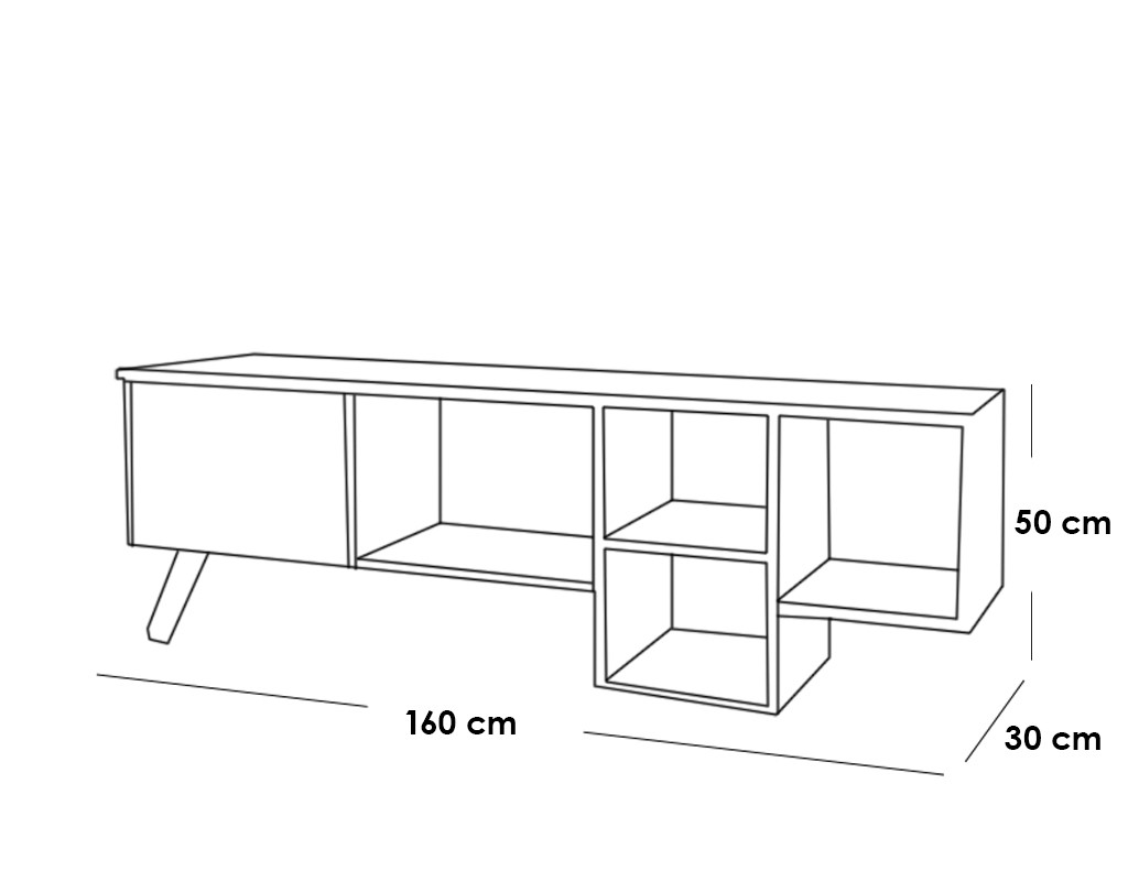 وحدة تلفزيون ام دي اف بني - 160×50×30 سم