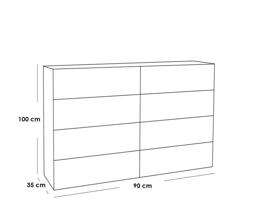 وحدة أدراج 8 أدراج ام دي اف بني - 90 × 100 × 35 سم