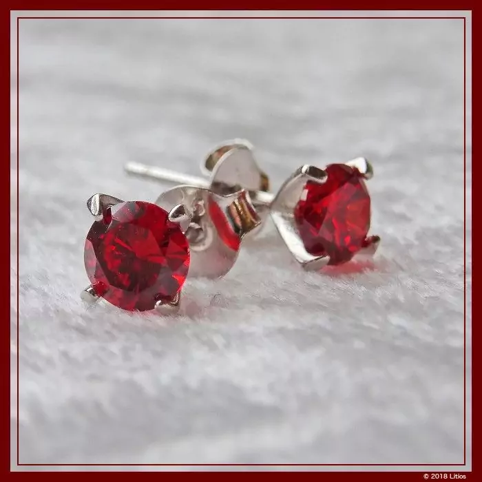 Aros Diamante Rubí Rojo