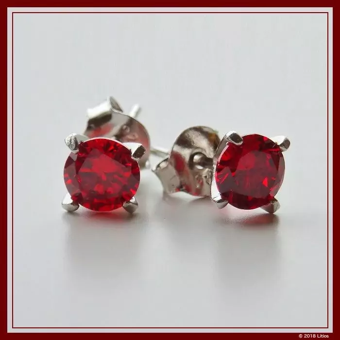 Aros Diamante Rubí Rojo