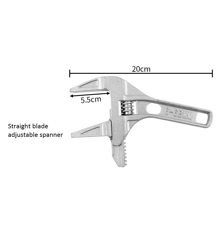 300mm Short Handle Adjustable Spanner – Straight Jaw Type, Heavy-Duty Wrench