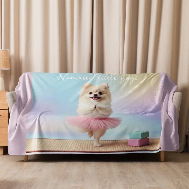 Cute Pomeranian Sherpa Blanket