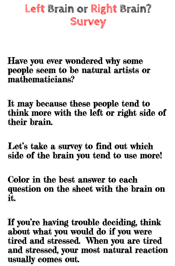 Are You a Left- or Right-Brain Thinker Growth Mindset Survey