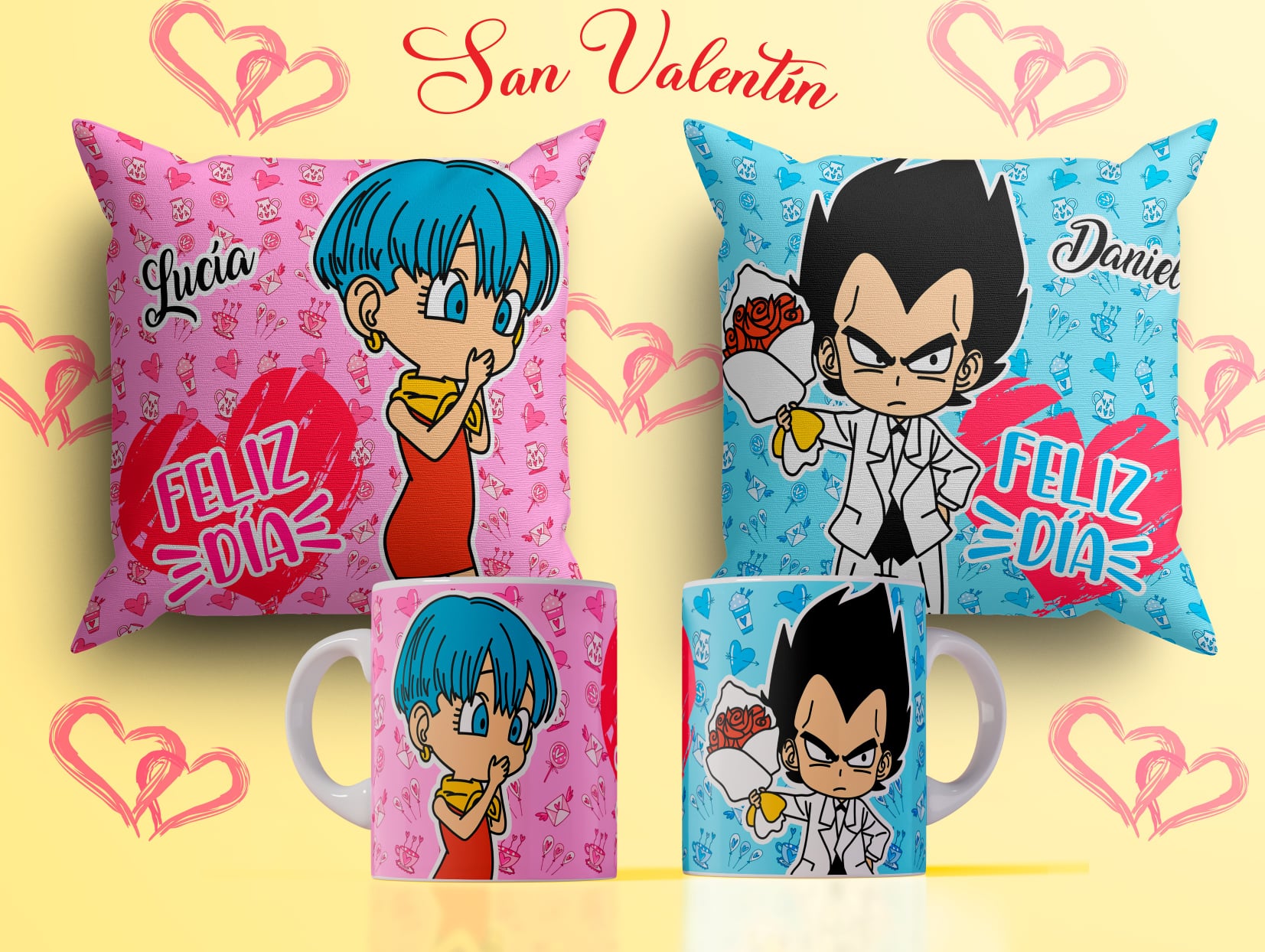 Almohada y jarro personalizado