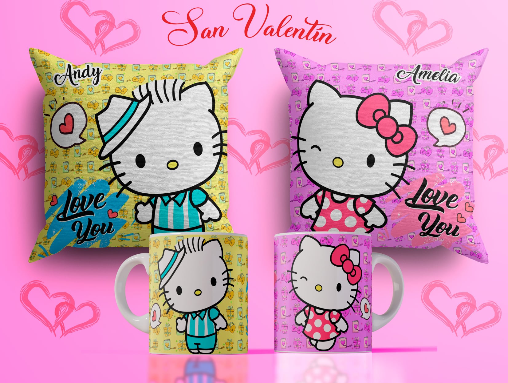 Almohada y jarro personalizado