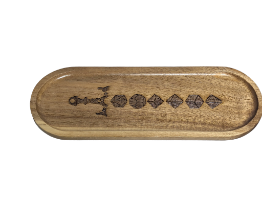 Engraved Acacia Wood Jewelry & Key Tray — 11" x 4"