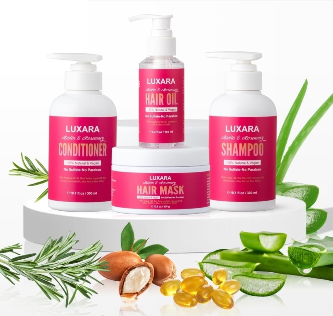 Luxara Haircare Set.  Strength, Shine & Growth in Every Drop