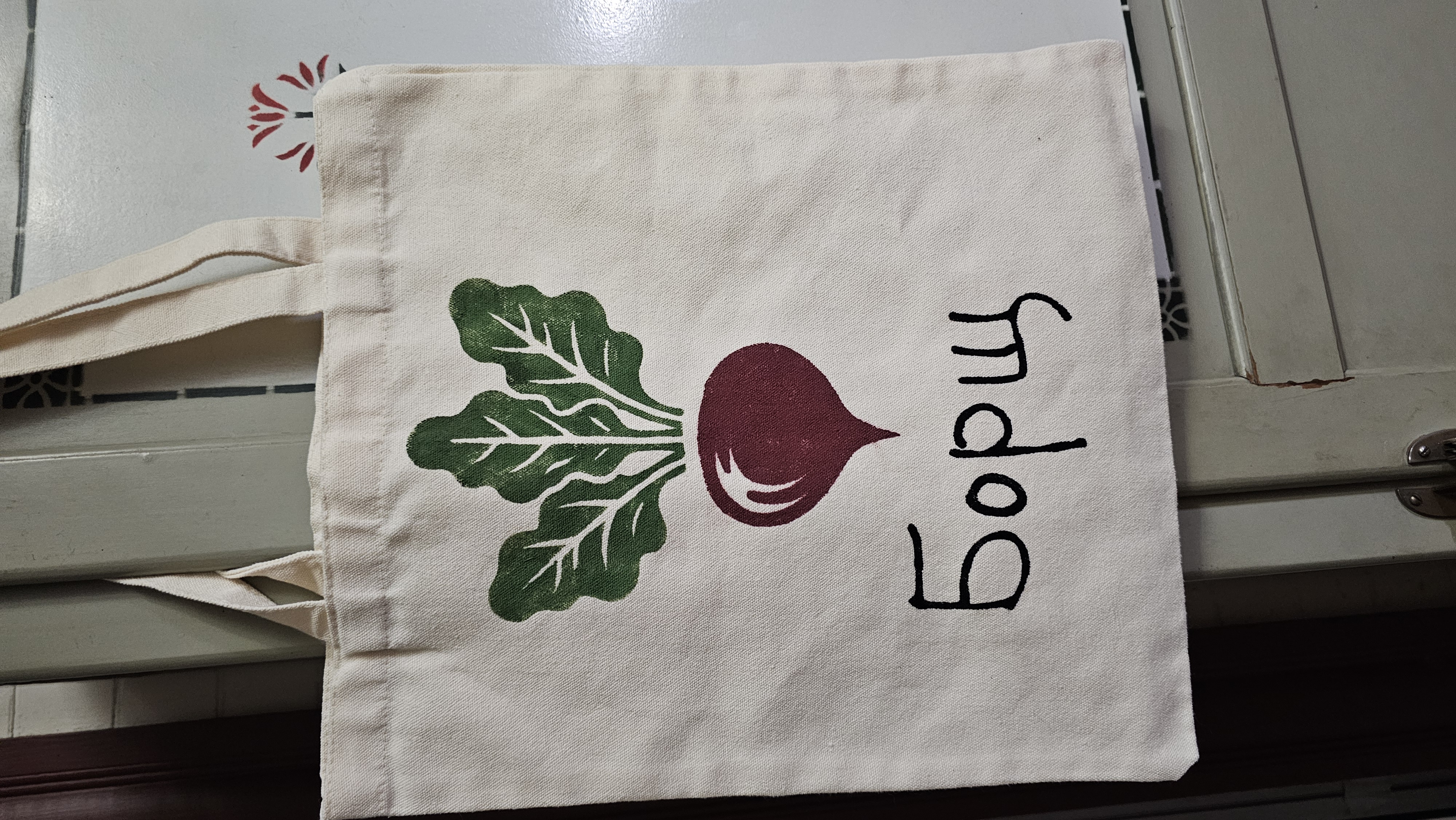 Hand-Painted Borsch Canvas Tote Bag
