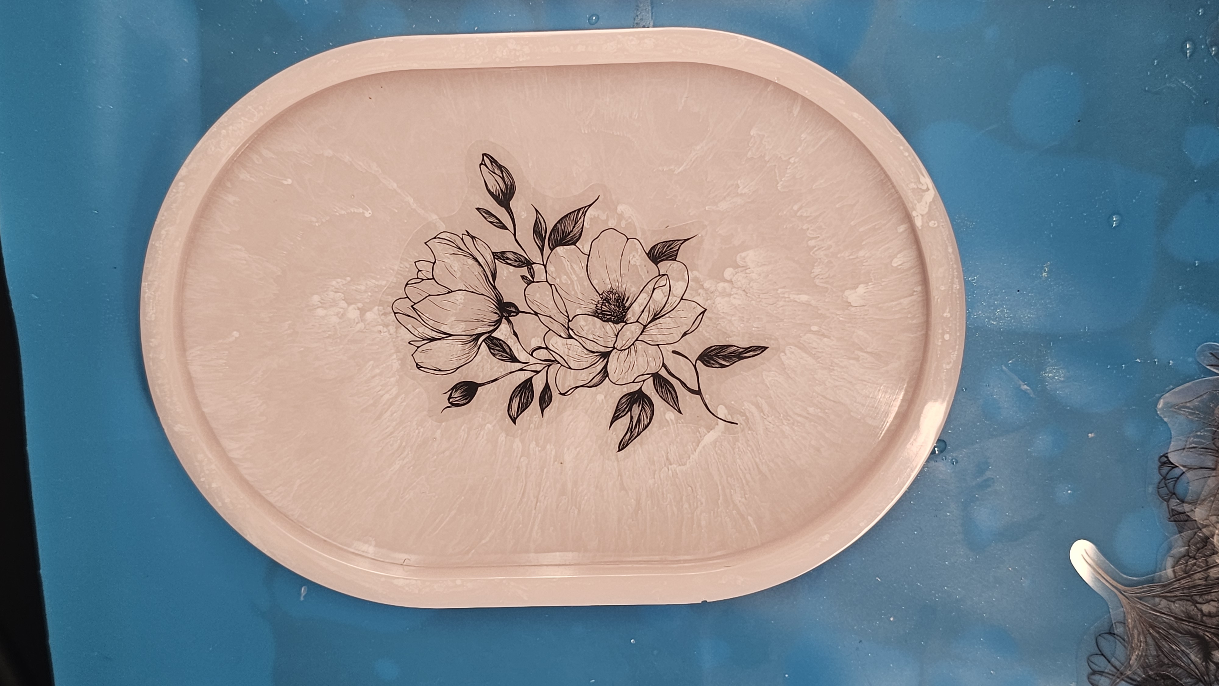 Floral Resin Serving Tray