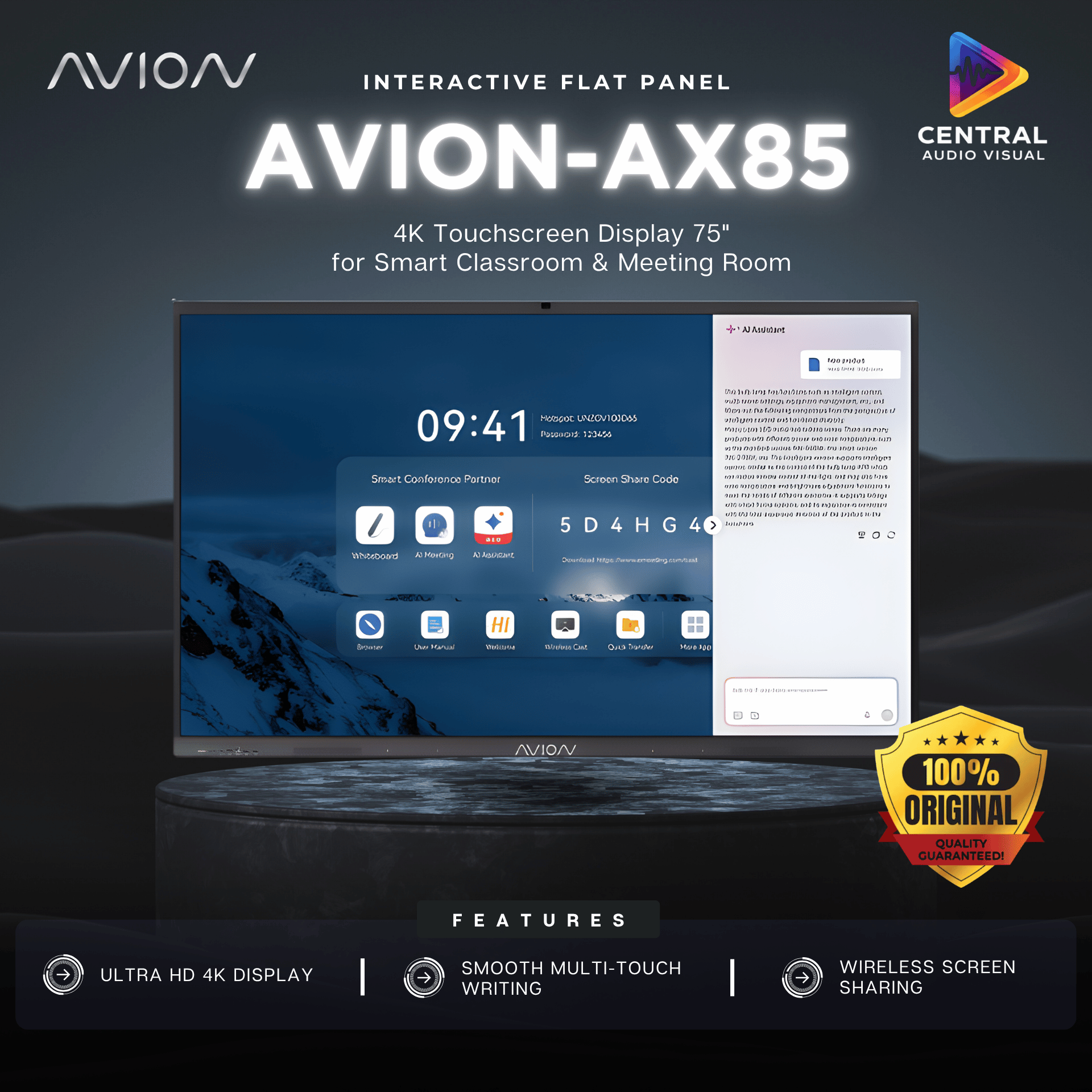 Avion AX85 4K Touchscreen Display 75"
