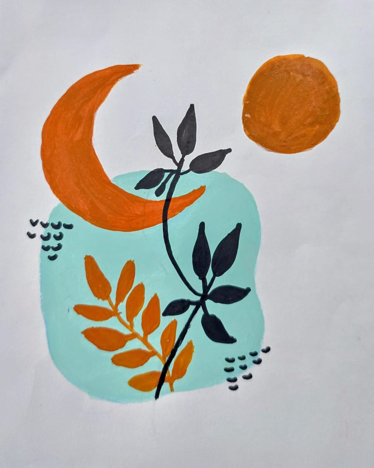 Boho Abstract Sun & Moon Painting