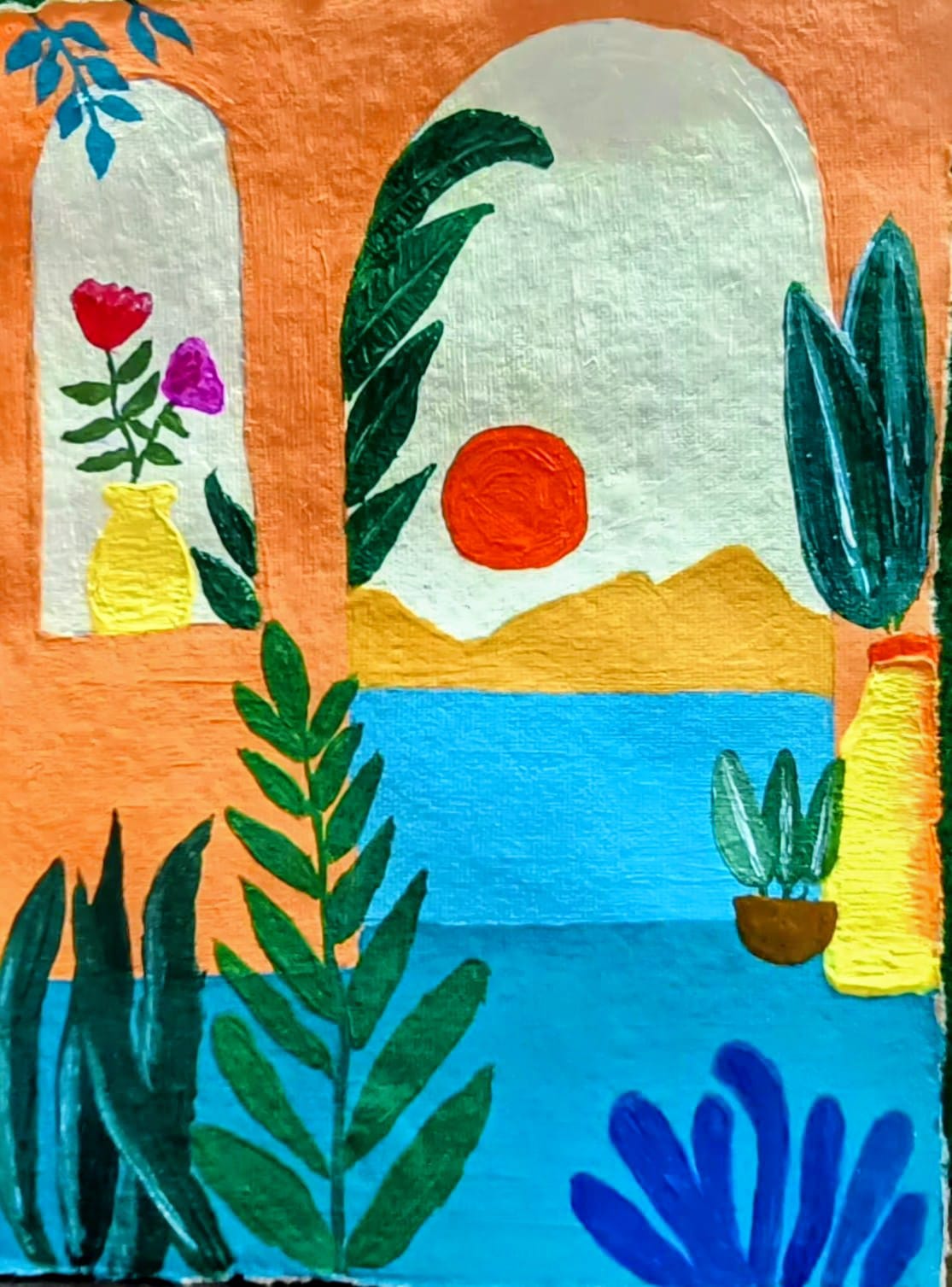 Boho Window View Wall Painting