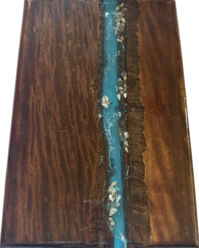 Handcrafted epoxy river Ancient Kauri wood tabletop