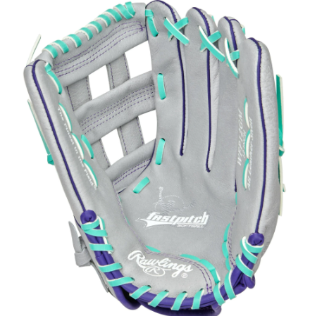Rawlings Fastpitch Series Guante de Softbol Juvenil de 12", Red de Cesta, Gris/menta