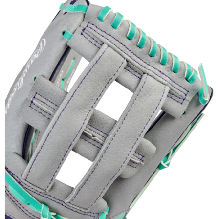 Rawlings Fastpitch Series Guante de Softbol Juvenil de 12", Red de Cesta, Gris/menta
