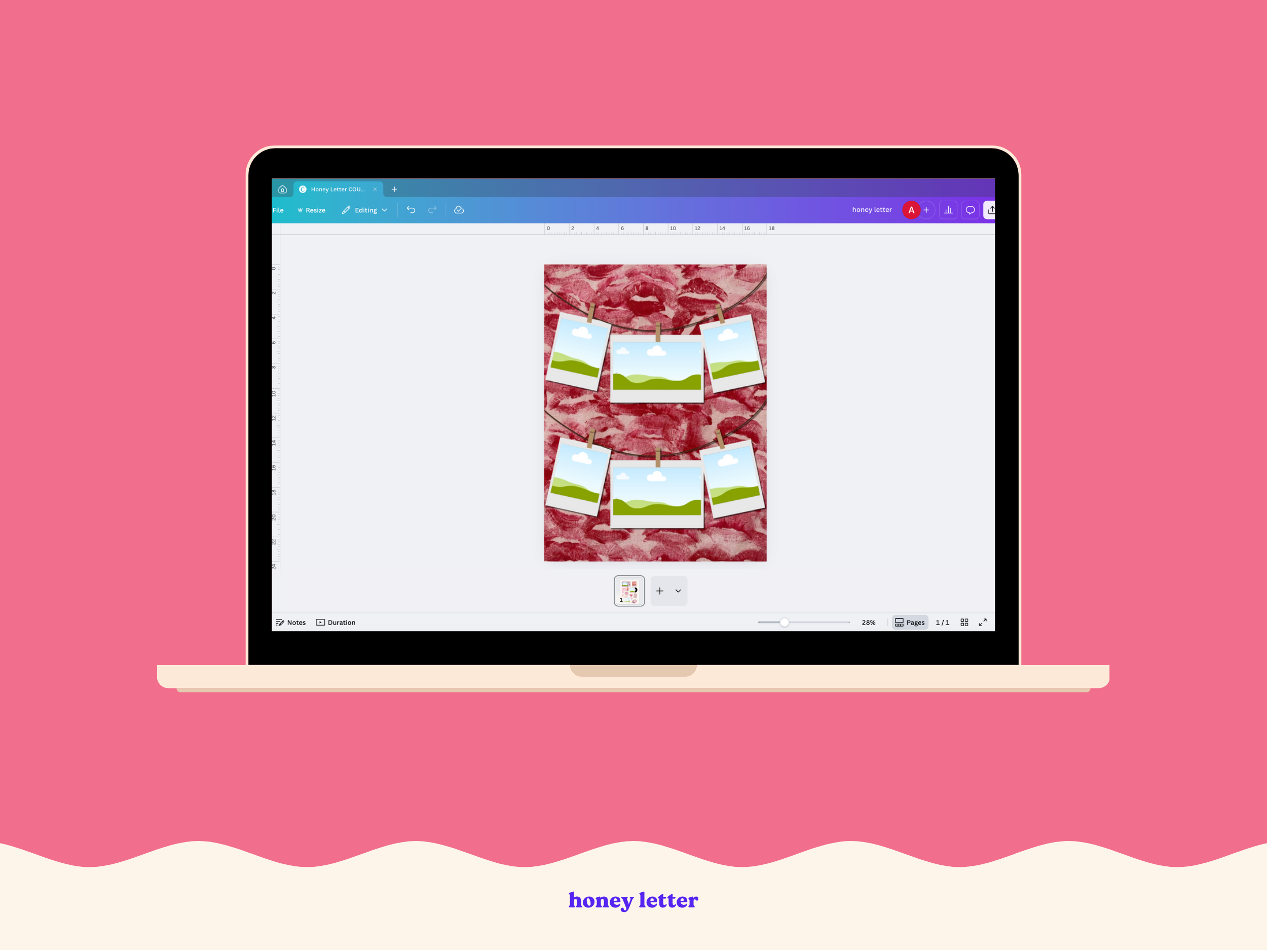 Editable Couple Polaroid Poster Template