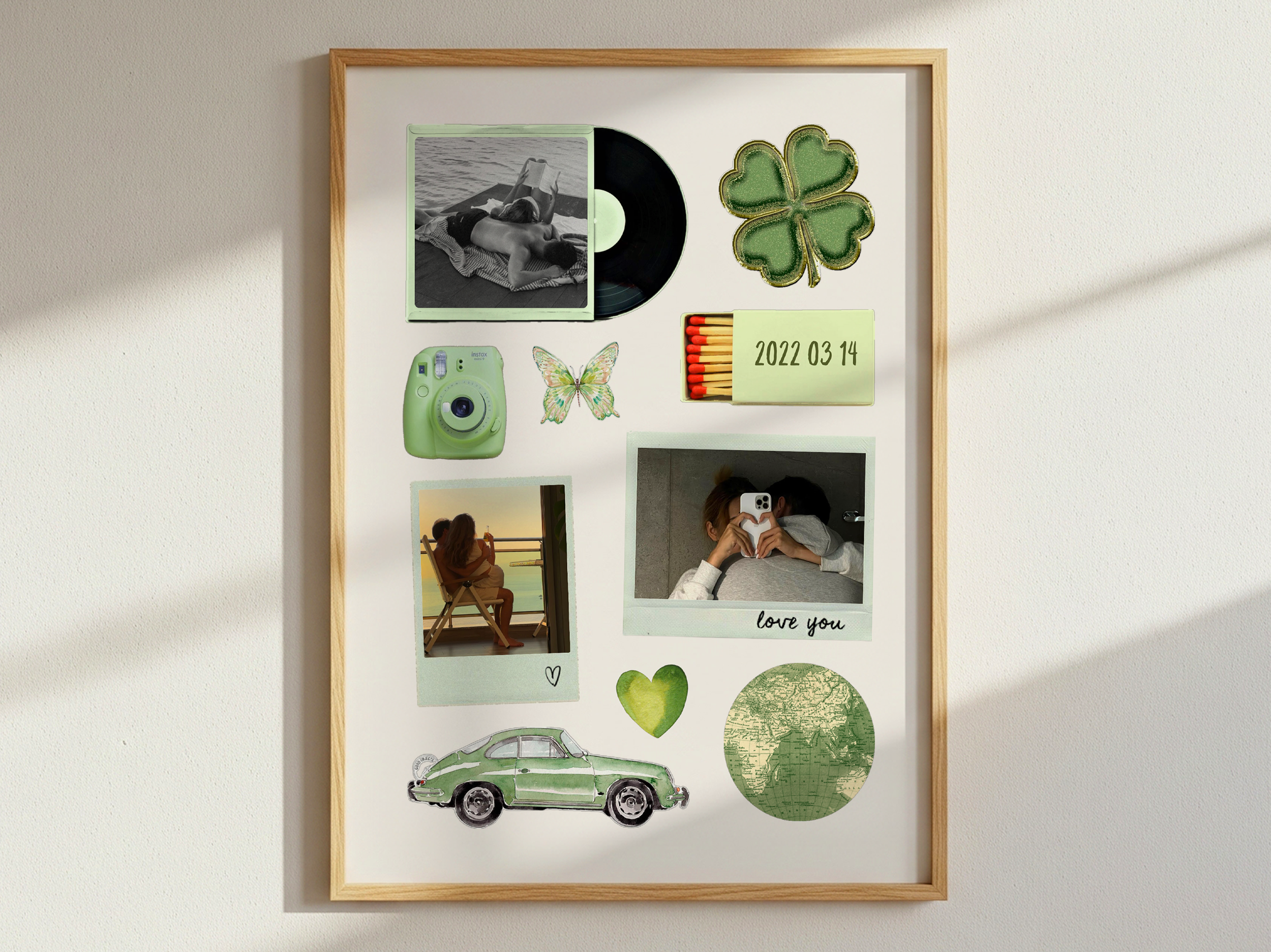 Editable Couple Green Matchbook Template