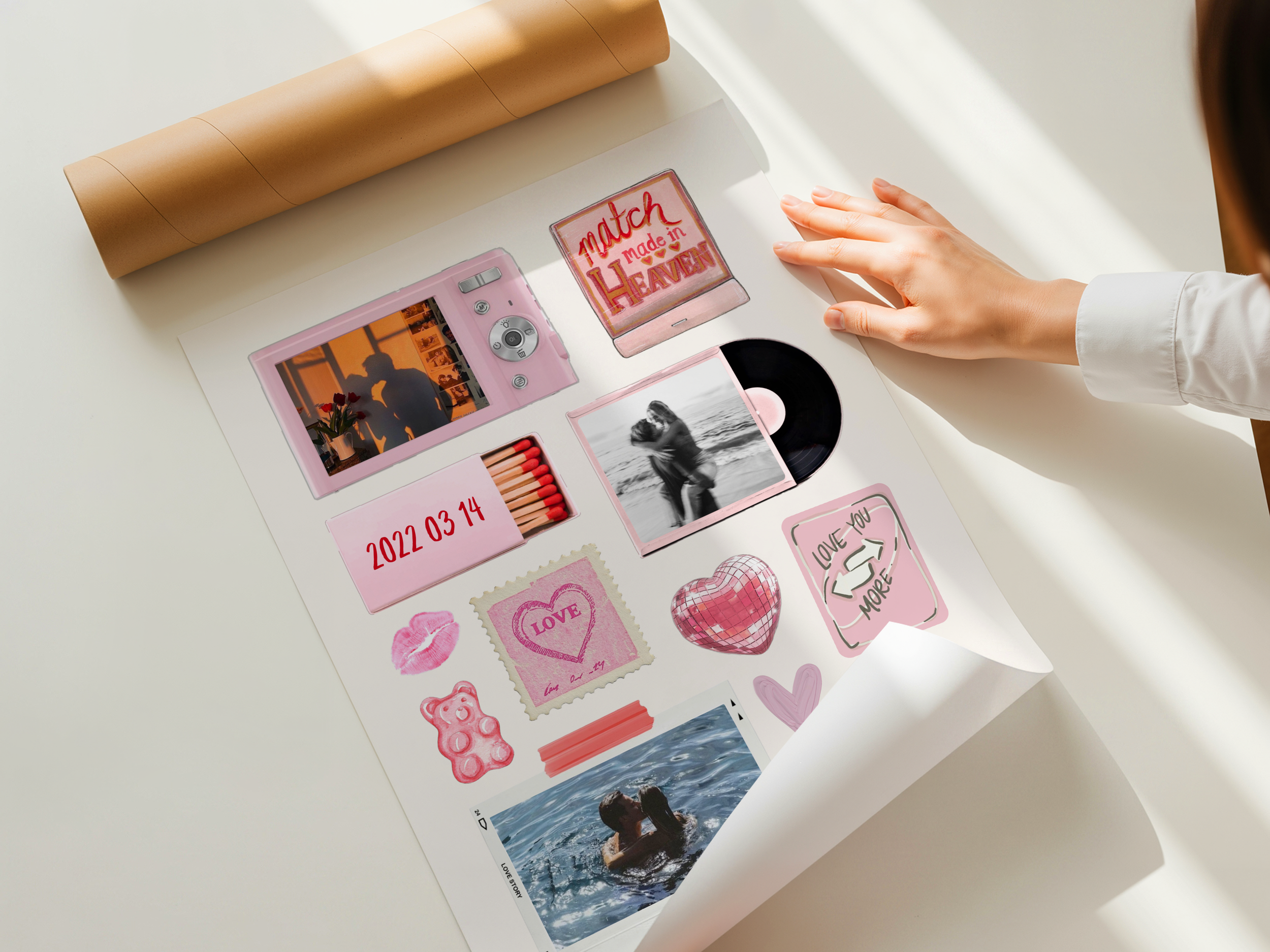 Editable Couple Pink Matchbook Template