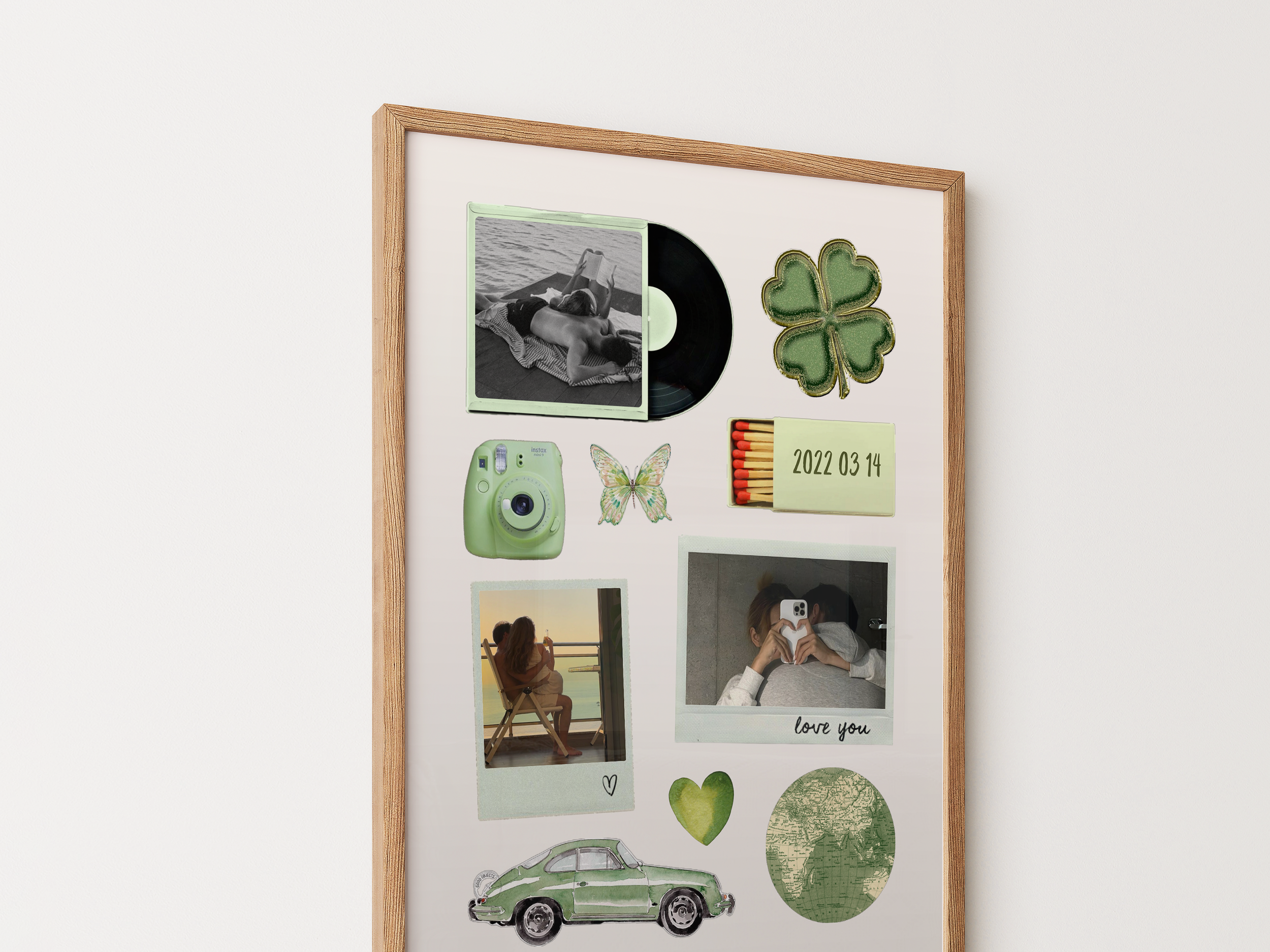 Editable Couple Green Matchbook Template