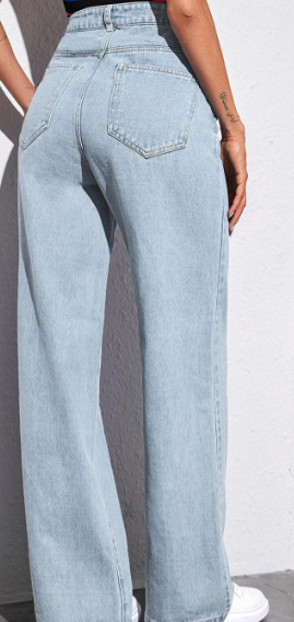 High-waisted wide-leg jeans