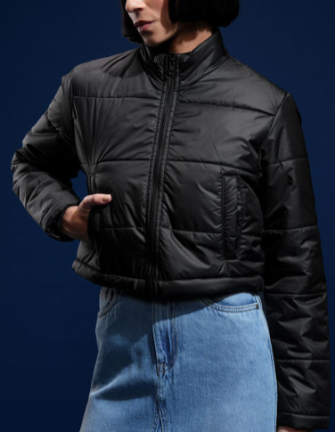 Black Quilted Puffer Jacket Women