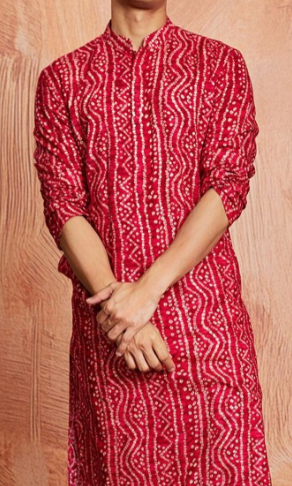 Red Bandhani Long Kurta