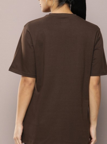 Abstract Face Print Brown T-Shirt