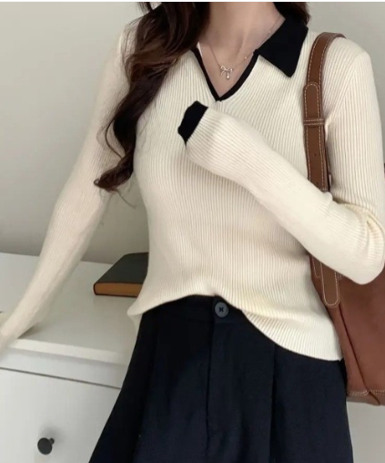 Elegant Knit Collared Sweater