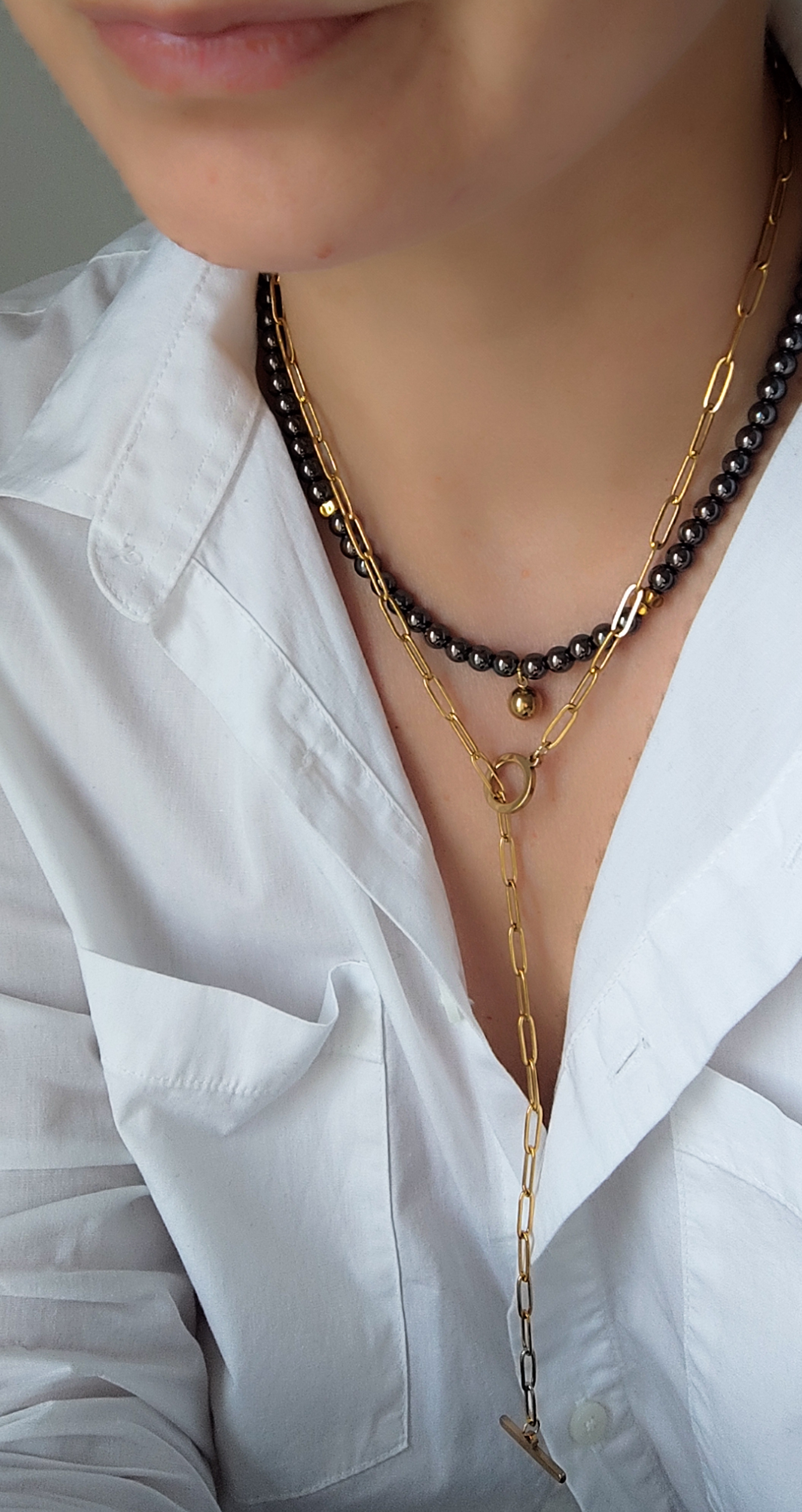 Hematito vėrinys su grandinėle 