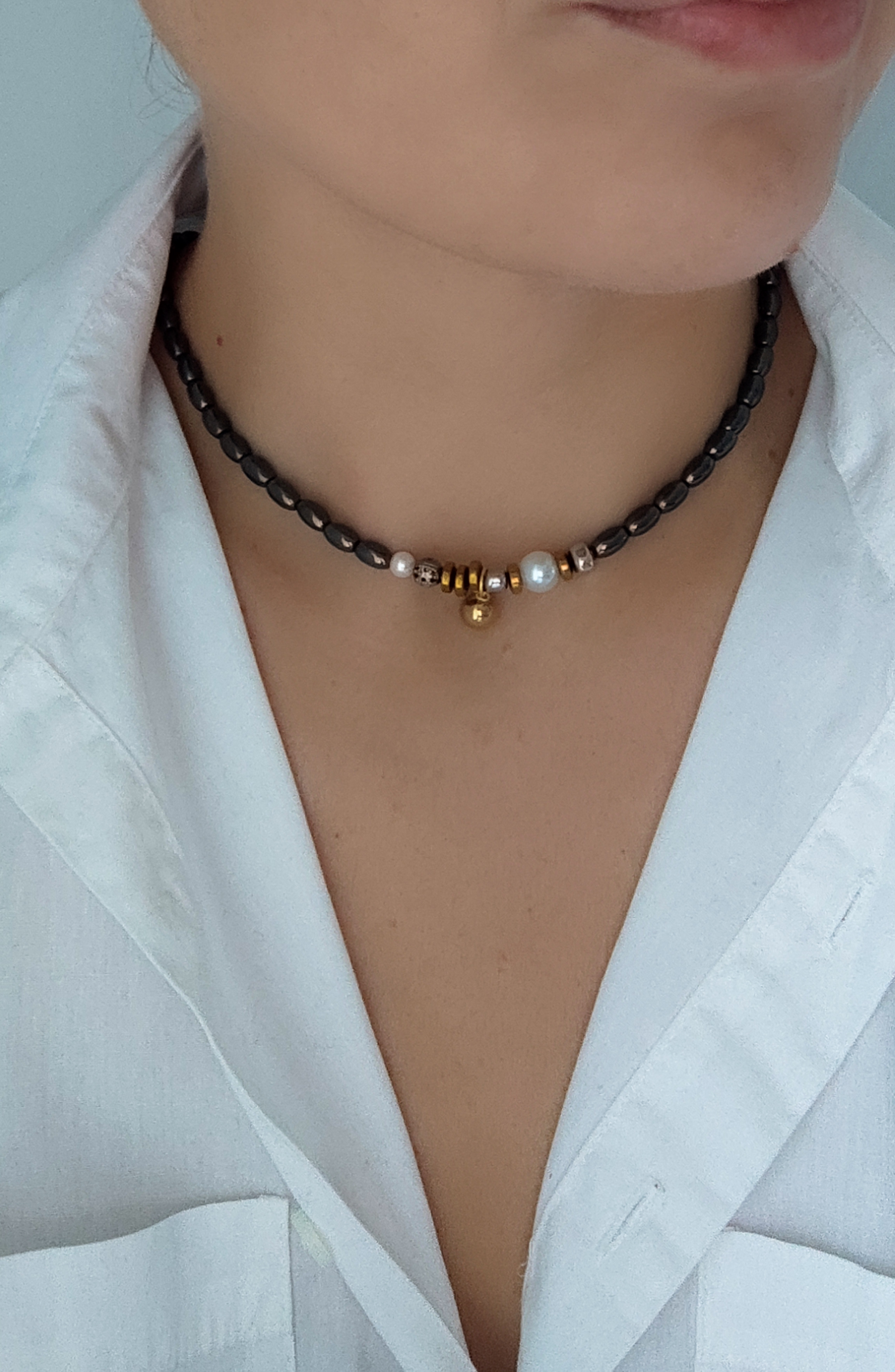 Hematito kaklo papuošalas 