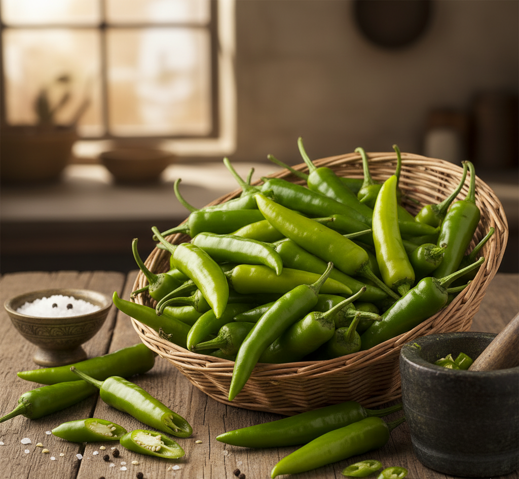 Fresh Green Chili Peppers