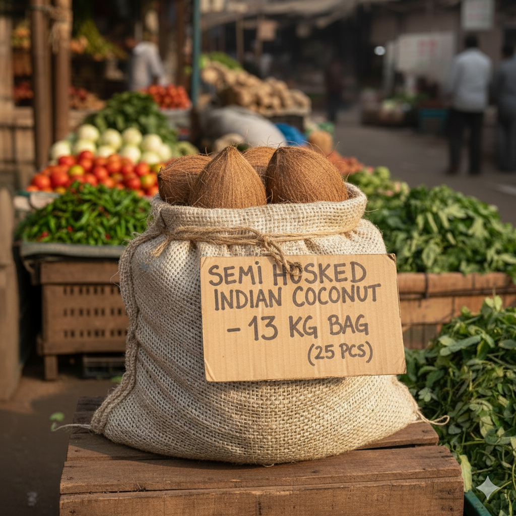Semi Husked Indian Coconut