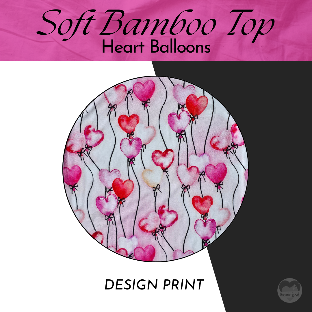 Soft Bamboo Top - Heart Balloons