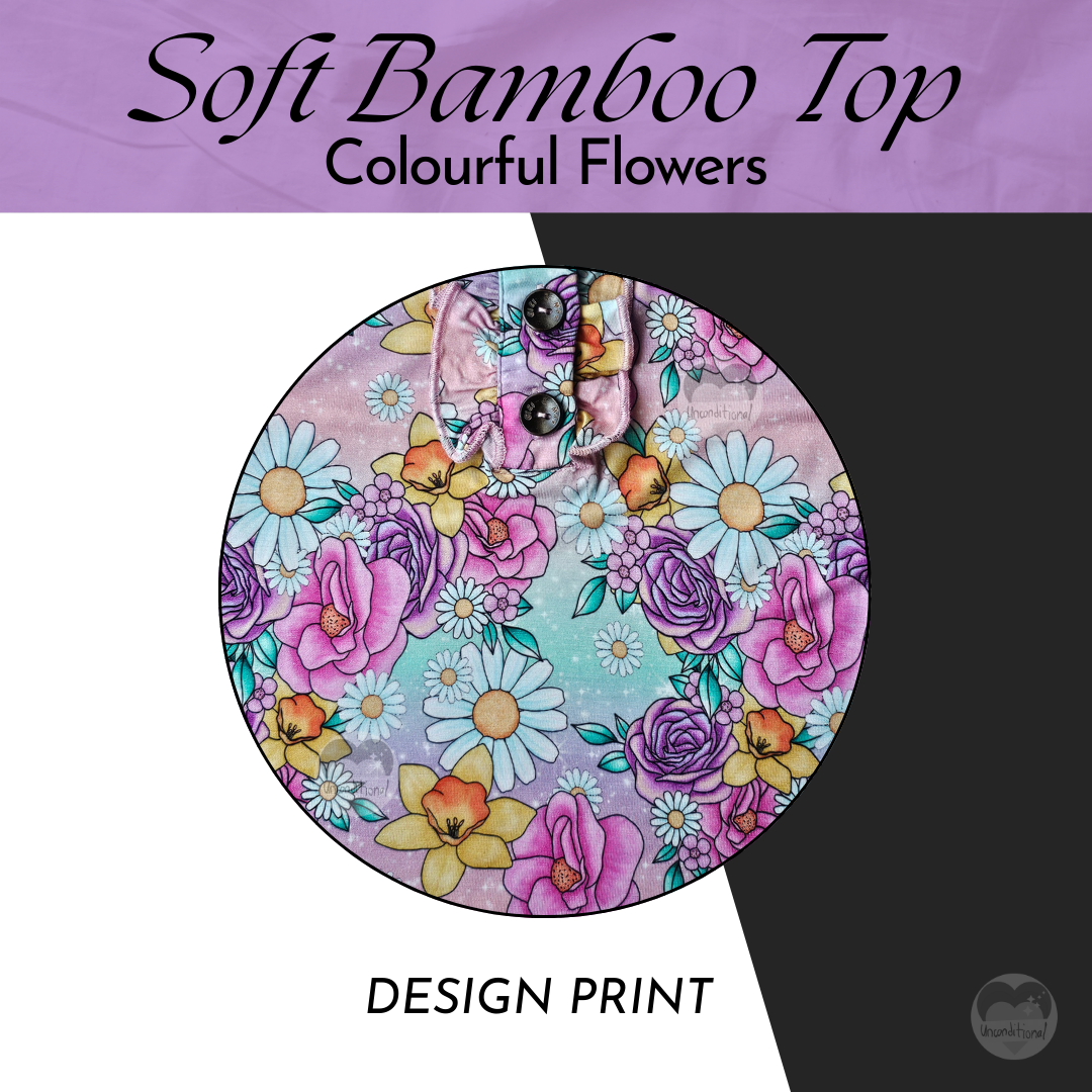 Soft Bamboo Top - Colourful Flowers
