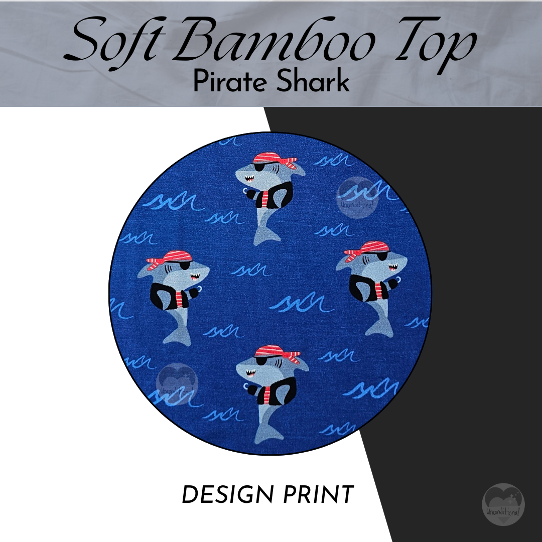 Soft Bamboo Top - Pirate Shark
