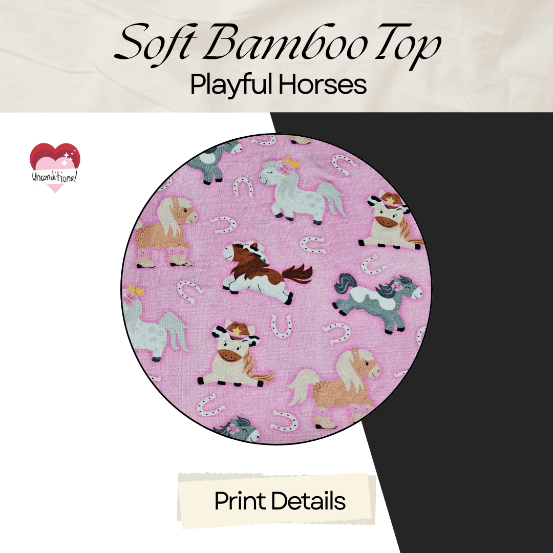 Soft Bamboo Long Sleeves Top - Playful Horses