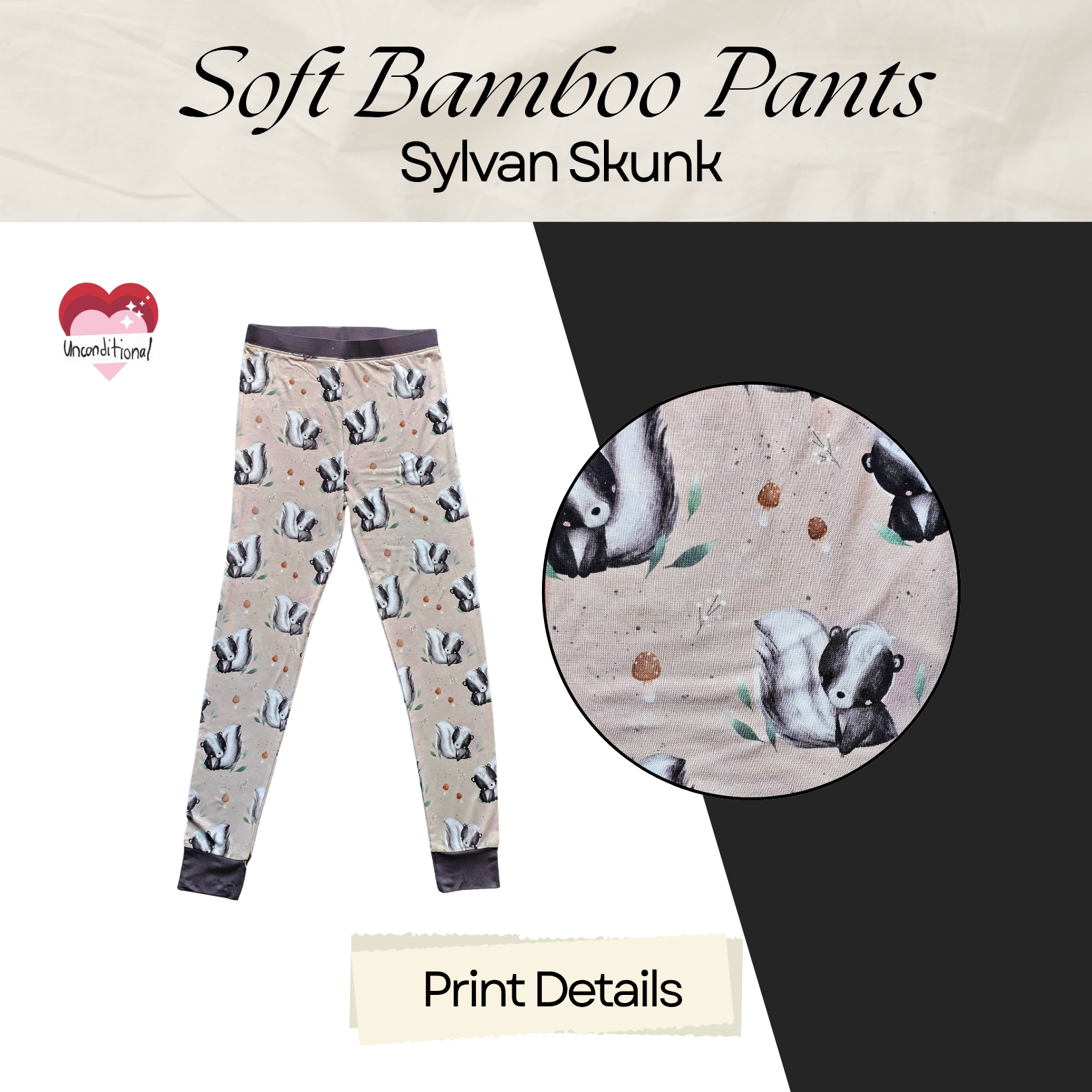 Soft Bamboo Long Pants - Sylvan Skunk