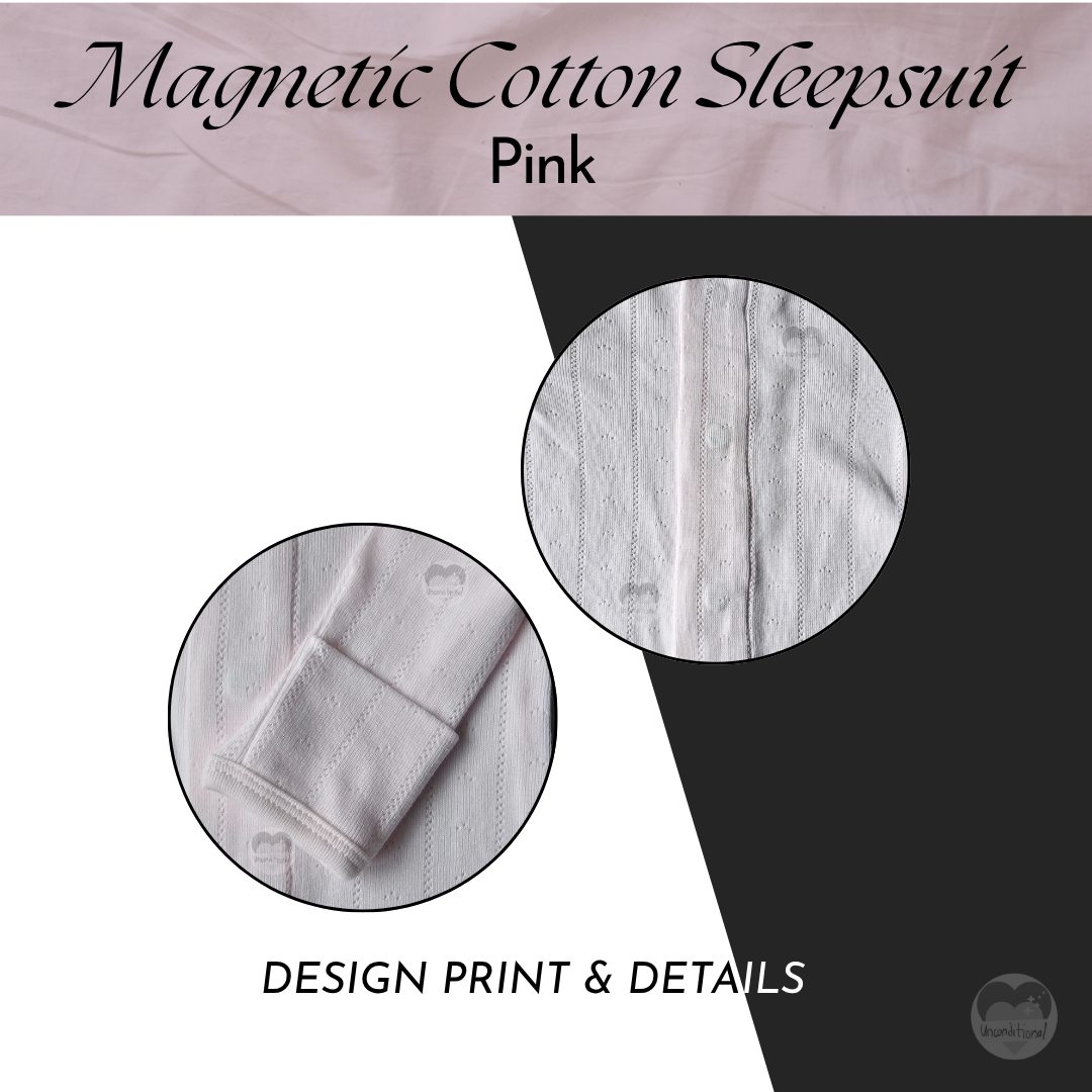 Magnetic Cotton Sleepsuit - Pink