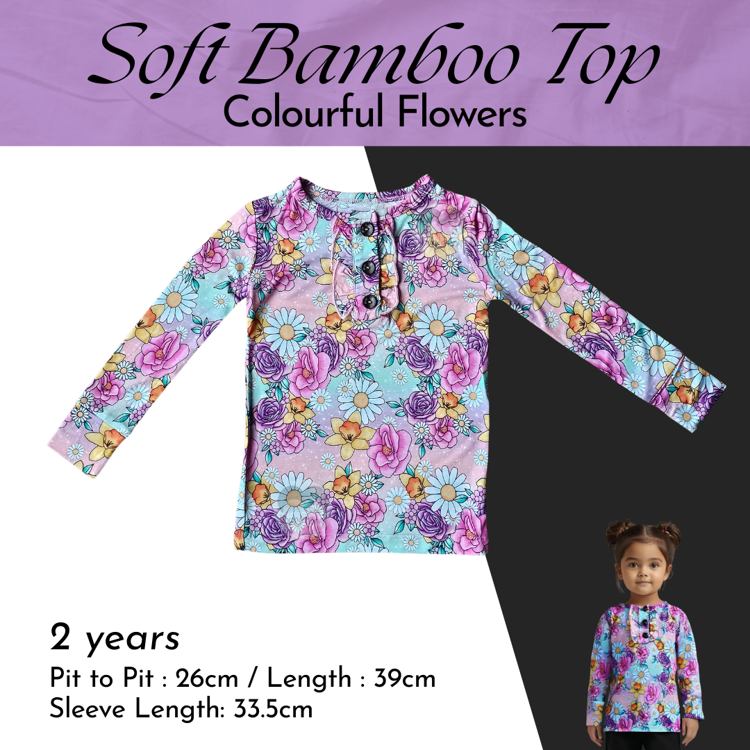 Soft Bamboo Top - Colourful Flowers
