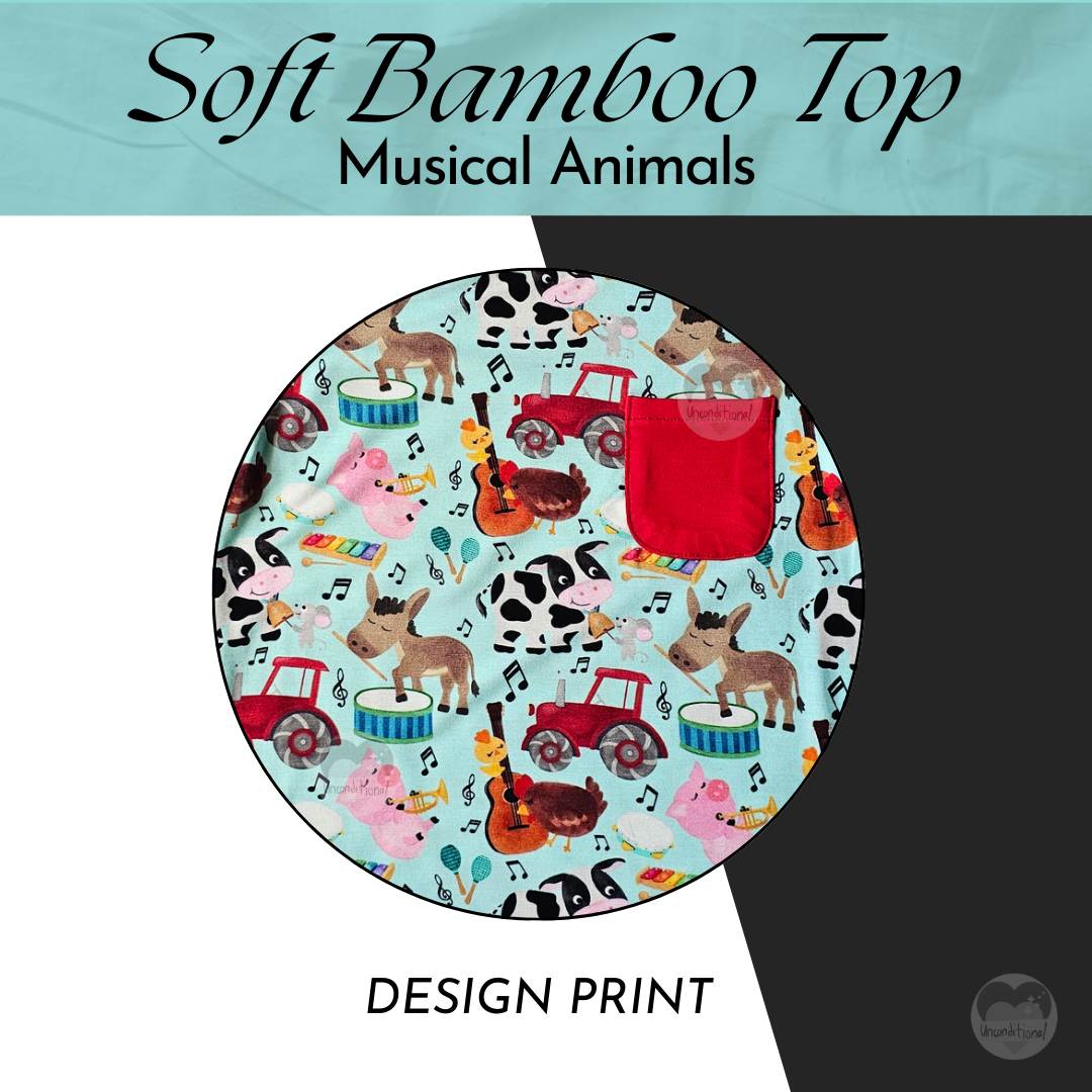 Soft Bamboo Top - Musical Animals