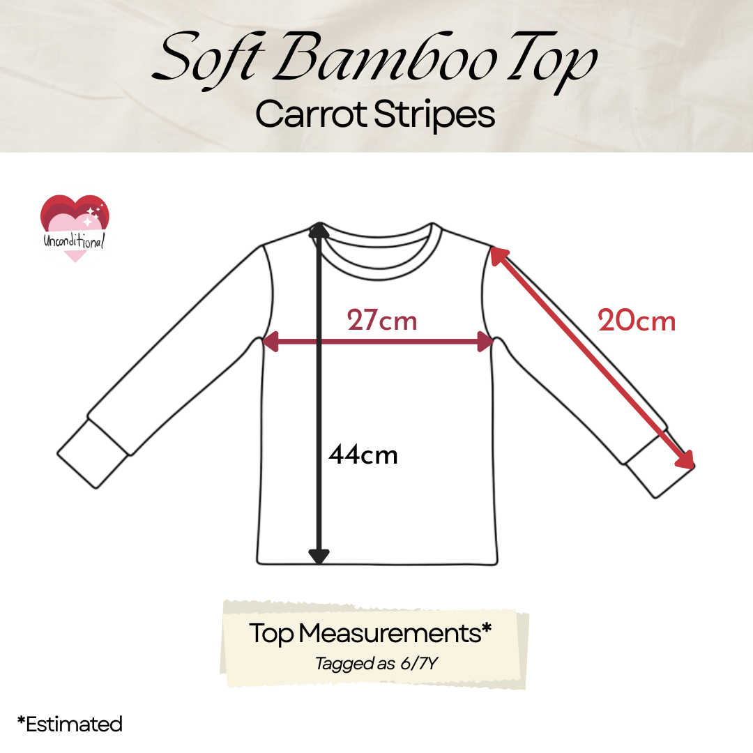 Soft Bamboo Long Sleeves Top - Carrot Stripes