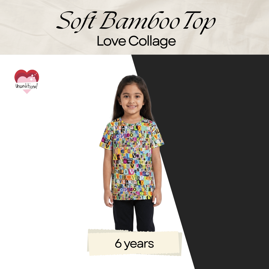 Soft Bamboo Short Sleeves Top - Love Collage