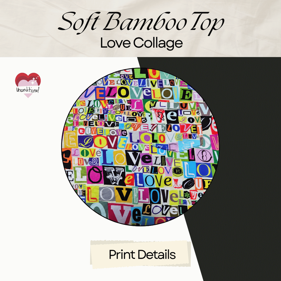 Soft Bamboo Short Sleeves Top - Love Collage