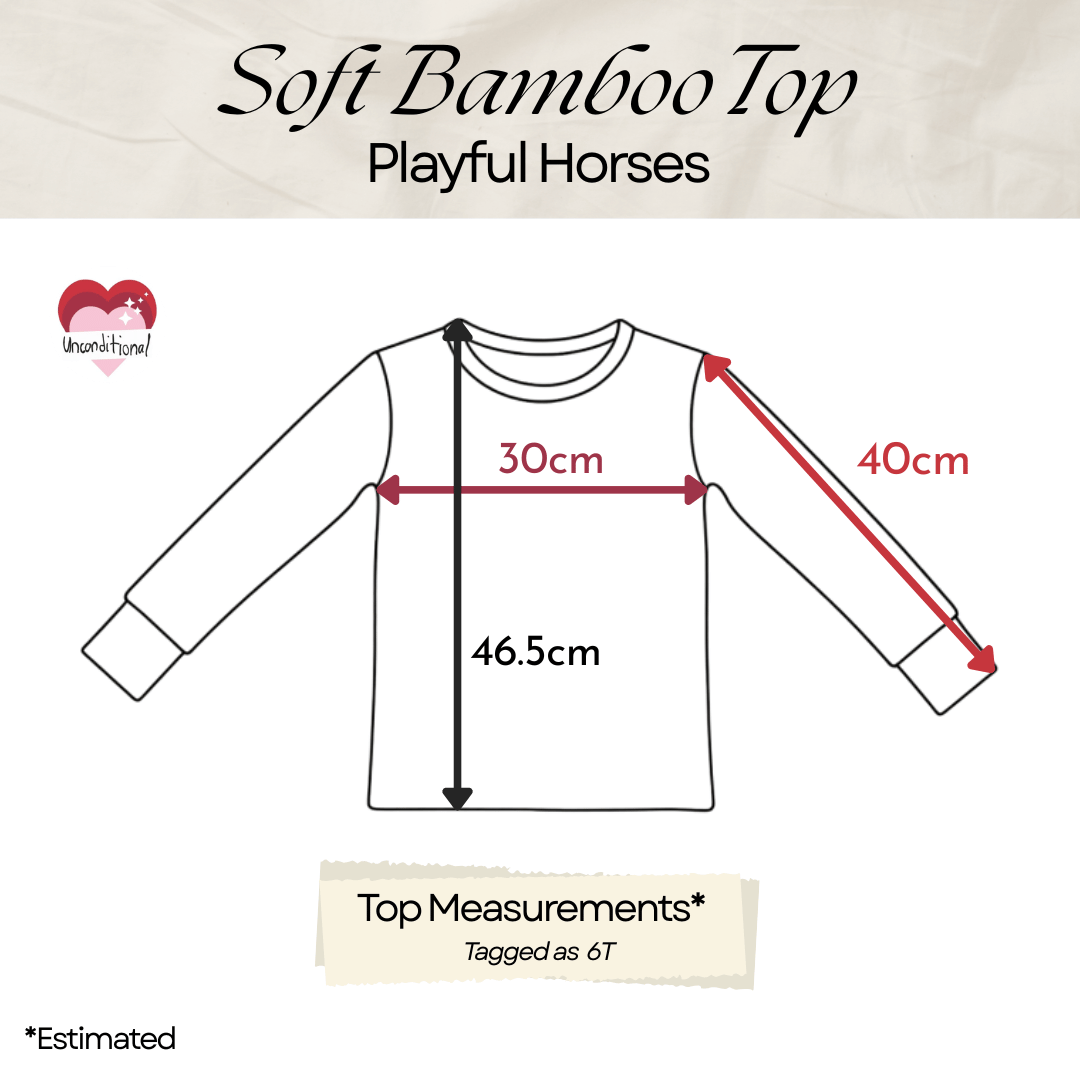 Soft Bamboo Long Sleeves Top - Playful Horses