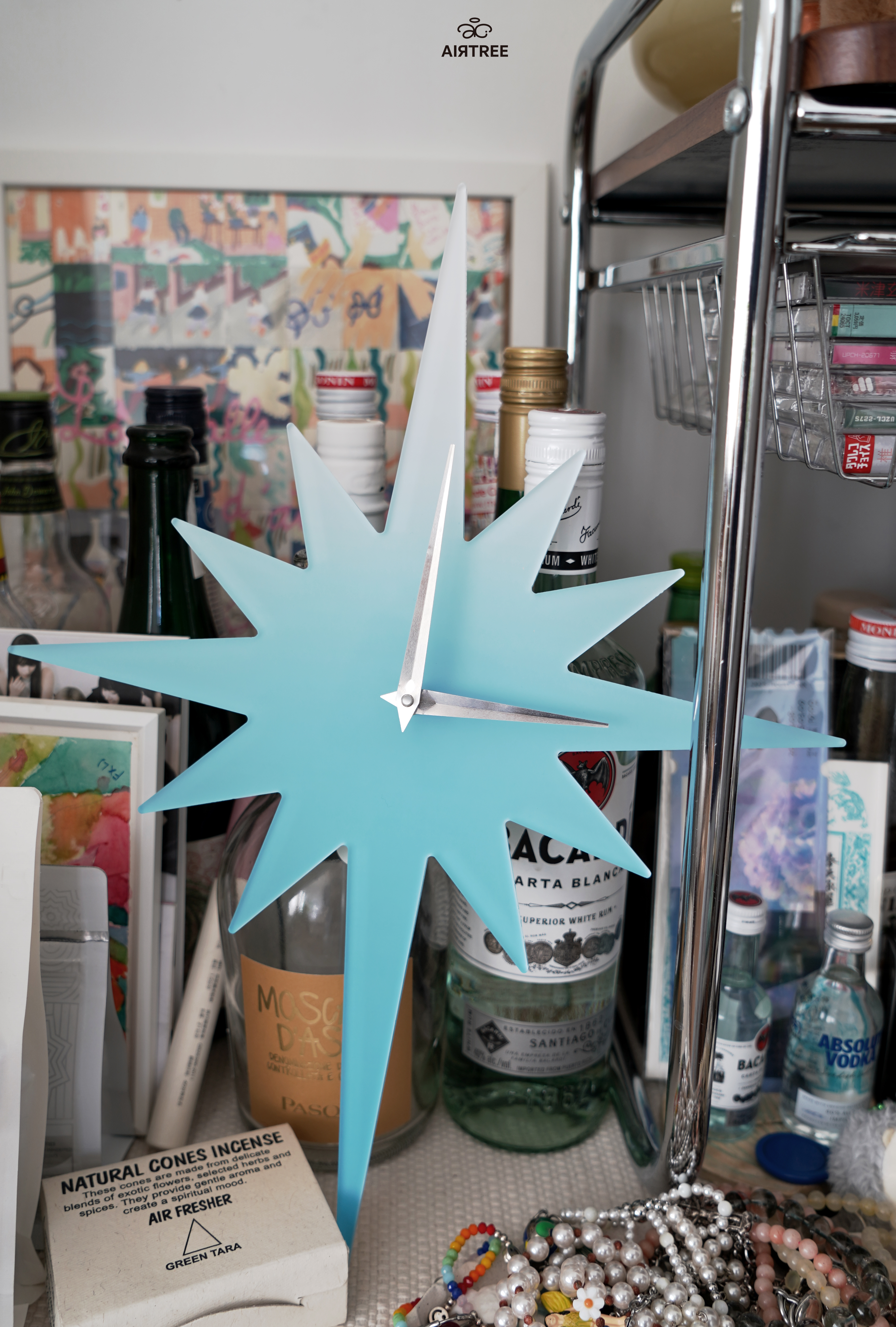 Blue Starburst Wall Clock