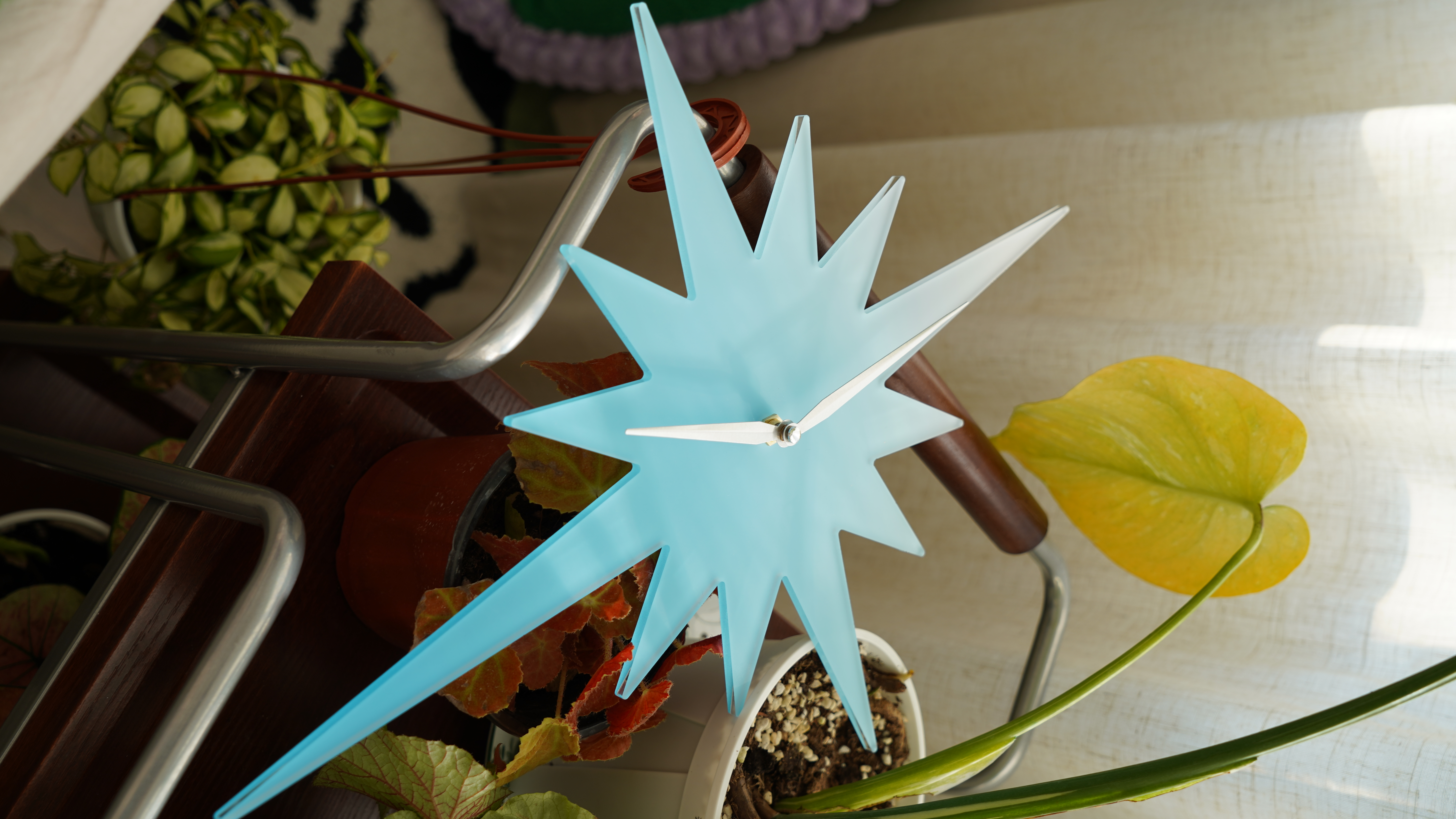 Blue Starburst Wall Clock