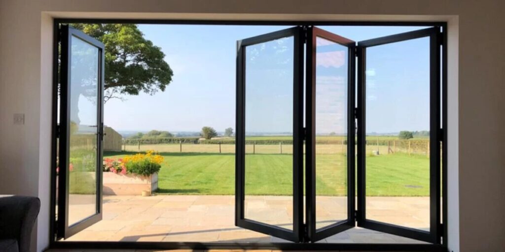 Bi-fold glass patio doors