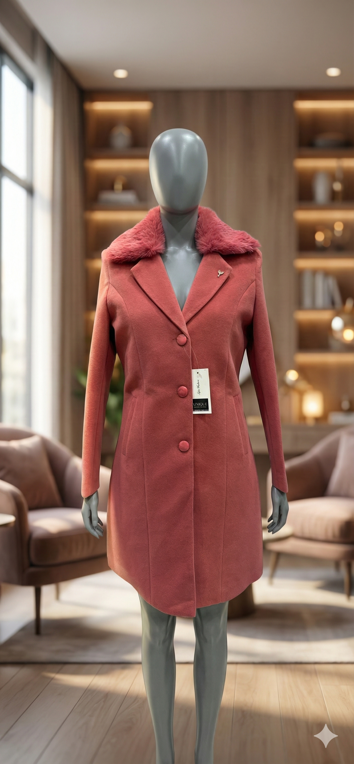 Elegant Burgundy Winter Coat